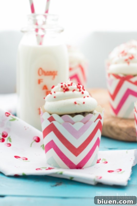 Cherry Chocolate Chip Cupcakes with Vanilla Bean Buttercream, ready for a special celebration