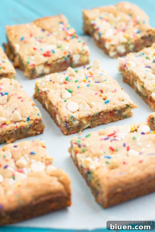 Malted Milk Funfetti Blondies | www.themessybakerblog.com
