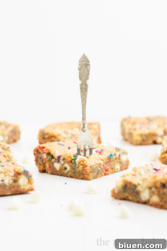 Malted Milk Funfetti Blondies | www.themessybakerblog.com