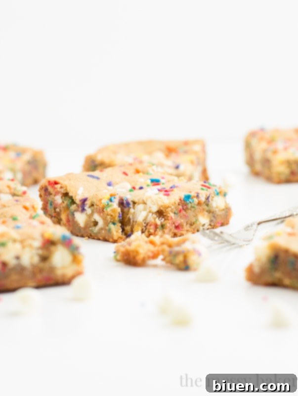 Malted Milk Funfetti Blondies | www.themessybakerblog.com