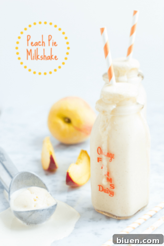Peach Pie Milkshake made with Snickerdoodle Cookies | A refreshing summer dessert