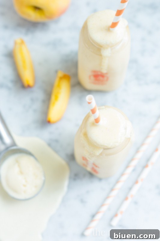 Homemade Peach Milkshake with a hint of cinnamon and snickerdoodle cookies