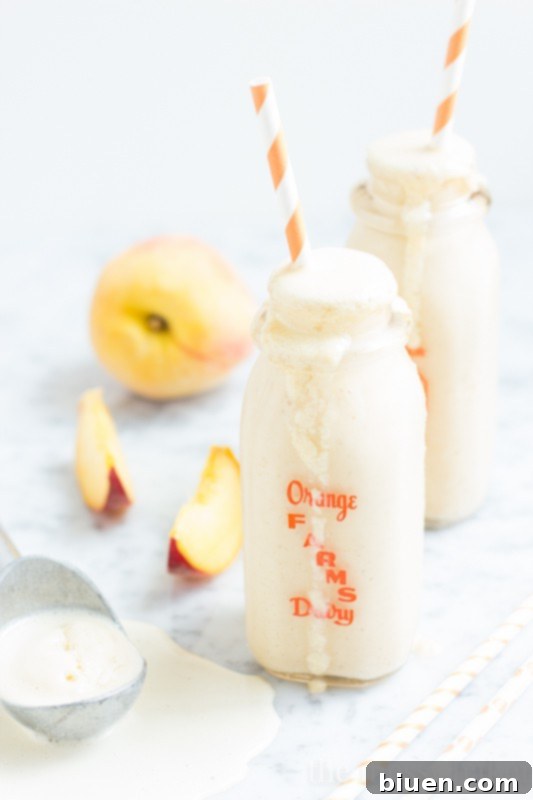 Refreshing Peach Pie Milkshake, an easy homemade dessert