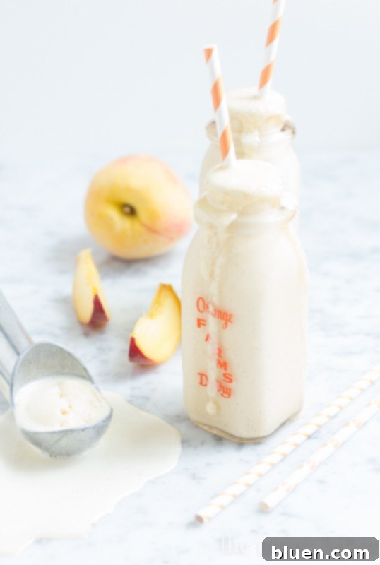 Enjoying a delightful Peach Pie Milkshake after a long day