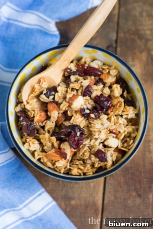 Zesty Cranberry Orange Crunch 6 Close up of Cranberry Orange Granola with Orange Zest