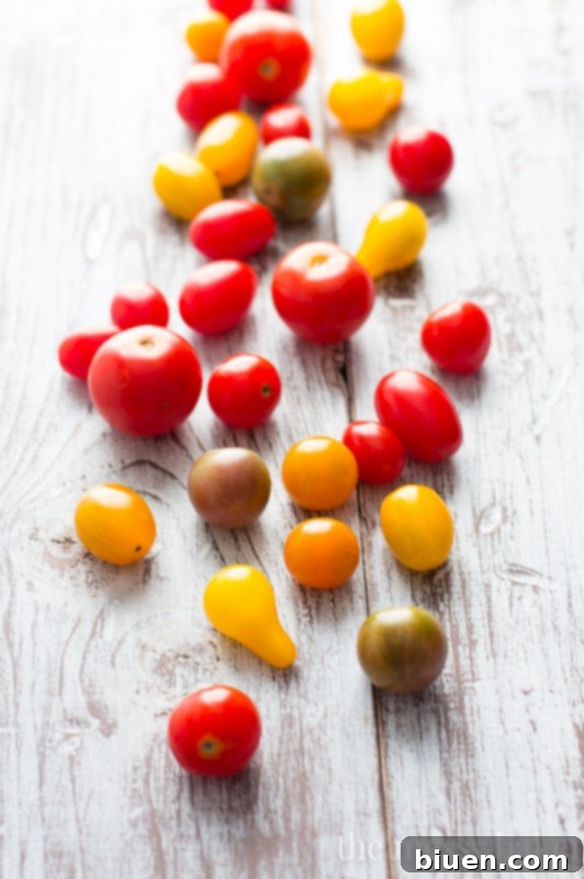 Seasonal Tomatoes to spoon on top Ricotta Toasts for a Fresh Appetizer