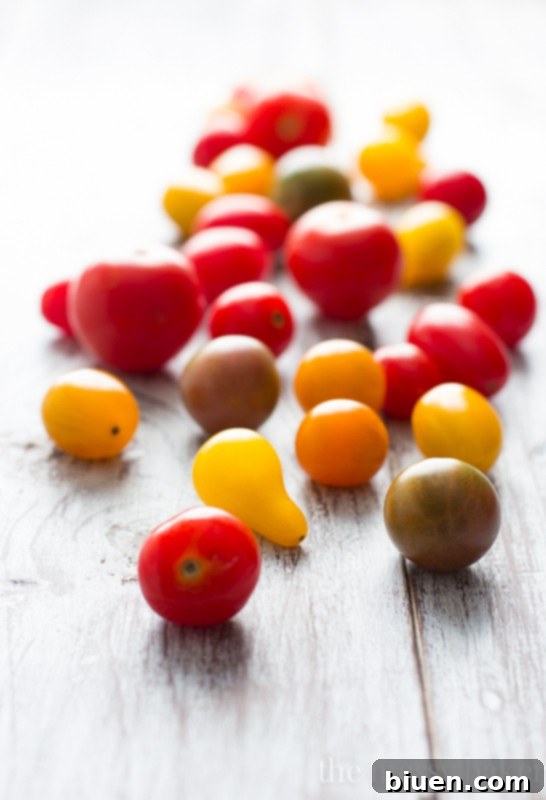 Seasonal Tomatoes to spoon on top Ricotta Toasts - Fresh Ingredients