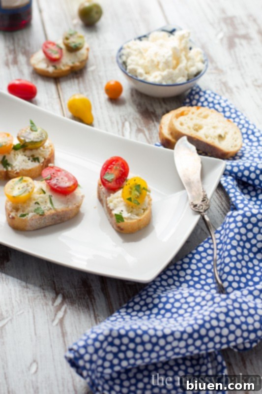 Easy Ricotta Toasts with Tomatoes Appetizer for Your Next Party
