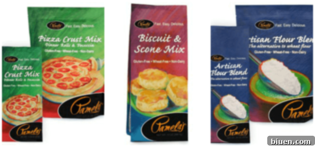 Zesty Gluten-Free Bacon Banana Pepper Pizza 11 Pamela's Products Giveaway banner featuring different baking mixes