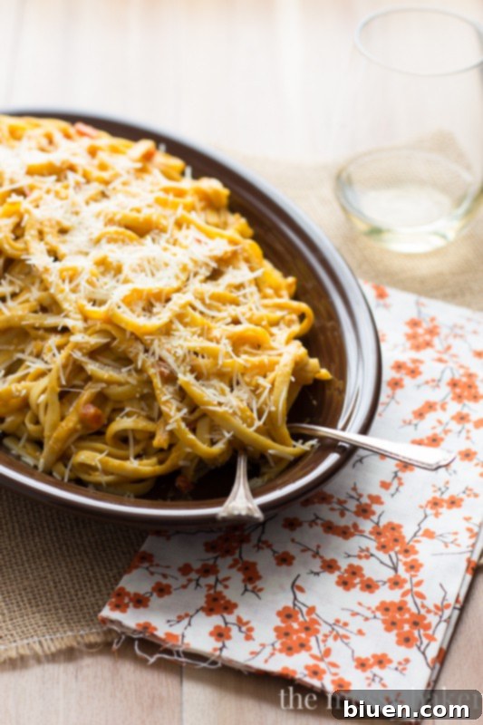 Smoky Pumpkin Fettuccine Alfredo Pasta