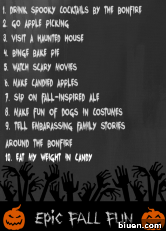 List of epic fall fun activities and goals.