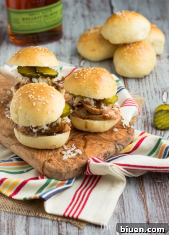 Easy Cuban Pork Sliders with Mustard Bourbon Glaze Recipe – quick and delicious party food. www.themessybakerblog.com