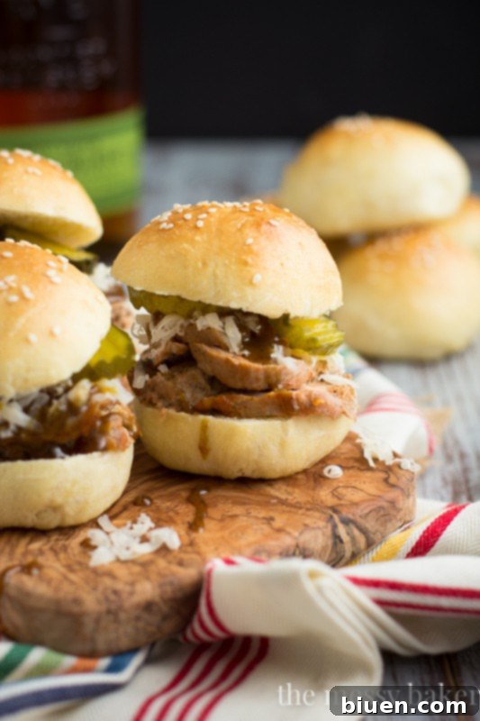 Flavor-packed Cuban Pork Sliders with Mustard Bourbon Glaze – a quick 35-minute recipe for parties. www.themessybakerblog.com