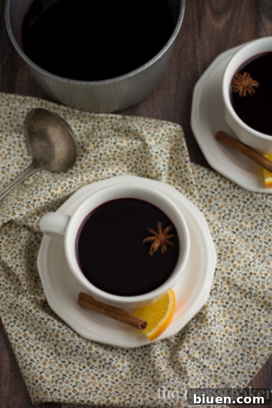 A festive holiday spread with Pomegranate Mulled Wine, ready for serving