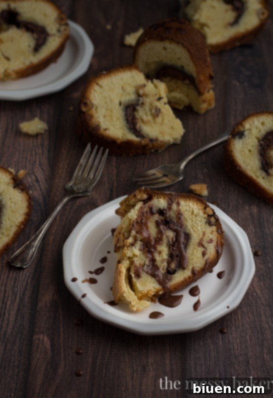 Gourmet Chocolate Hazelnut Swirl Cream Cheese Pound Cake 4 Chocolate Hazelnut Swirl Cream Cheese Pound Cake | www.themessybakerblog.com