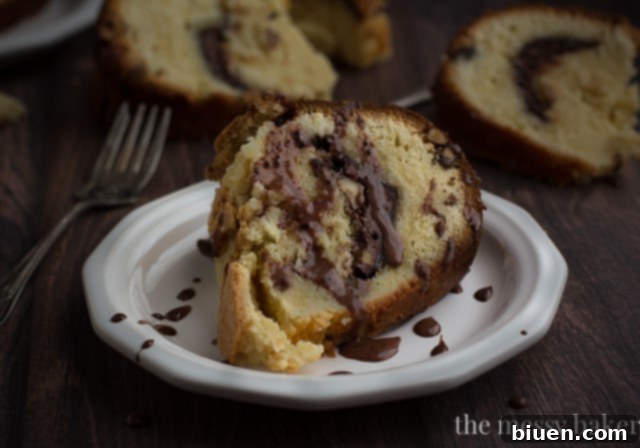Gourmet Chocolate Hazelnut Swirl Cream Cheese Pound Cake 5 Close-up of Chocolate Hazelnut Swirl Cream Cheese Pound Cake