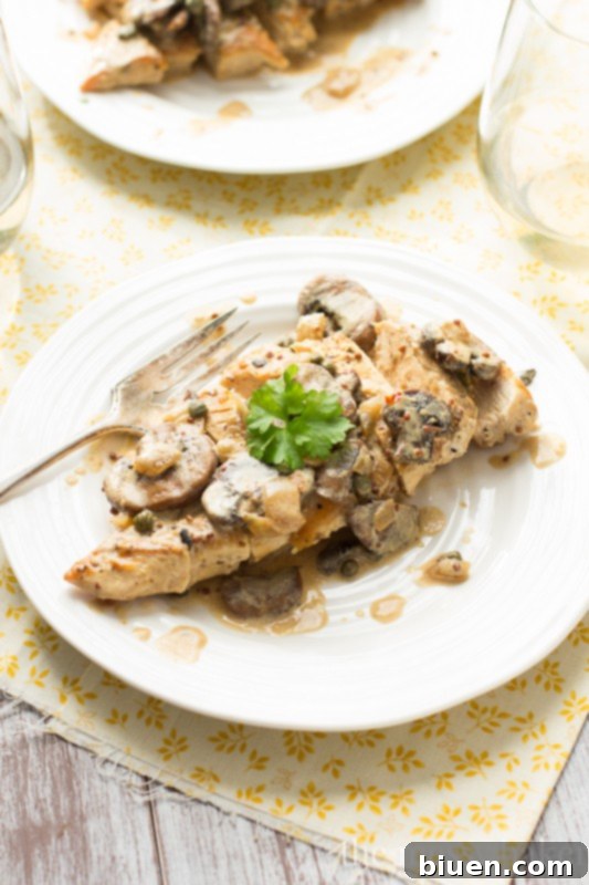 Creamy Dijon Chicken with Mushrooms | www.themessybakerblog.com