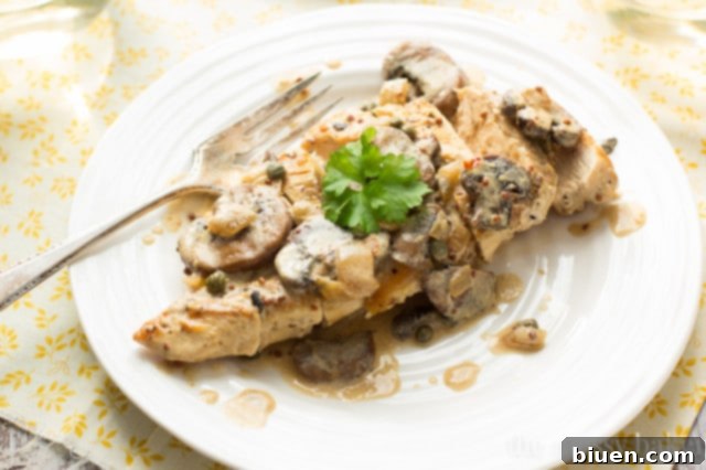 Creamy Dijon Chicken with Mushrooms | www.themessybakerblog.com