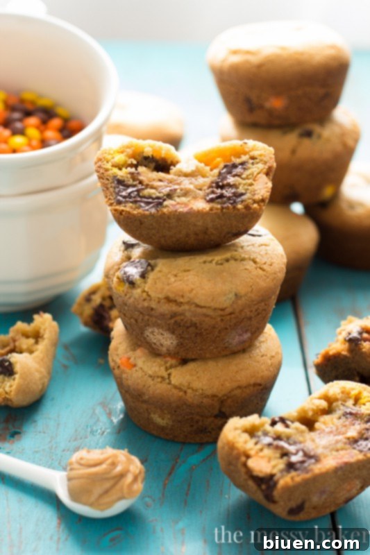 Peanut Butter Stuffed Chocolate Chip Cookie Cups | www.themessybakerblog.com
