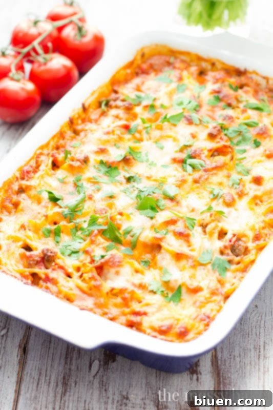 Zesty Southwestern Spaghetti Bake 6 Southwestern Spaghetti Pie Casserole baking in the oven, bubbling