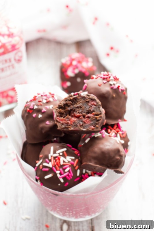 Rich Chocolate Covered Cherry Brownie Truffles