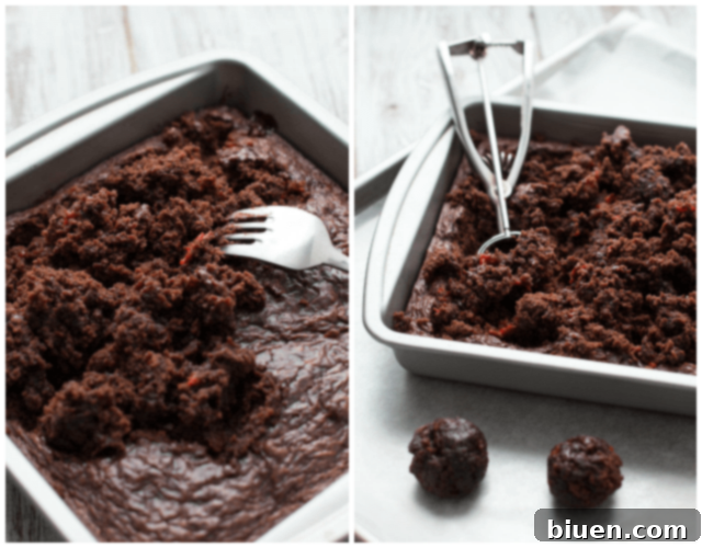 Brownie mixture for truffles in a bowl