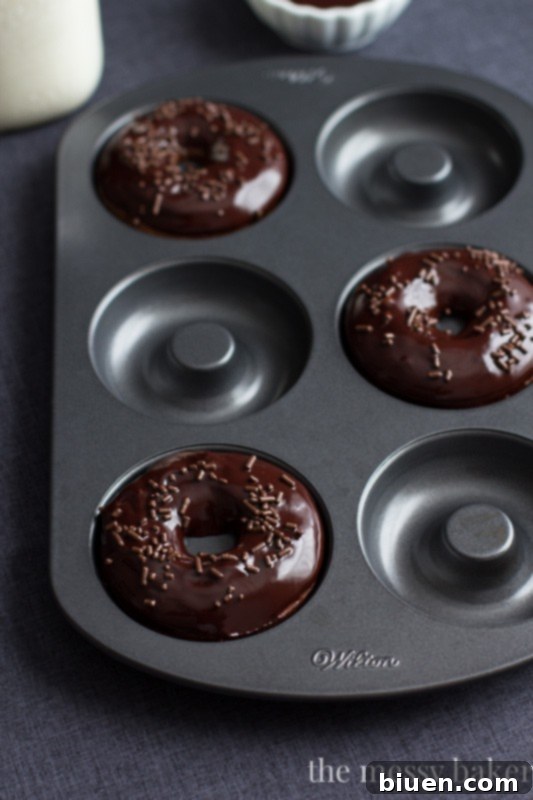 Healthy Baked Mocha Donuts with Mocha Glaze - Top View