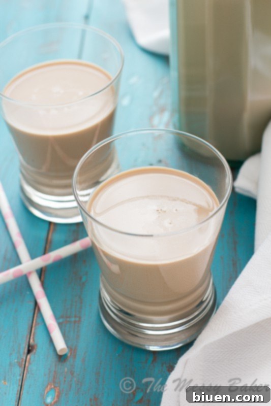 Homemade Caramel Bailey's Irish Cream, a rich and creamy DIY liqueur