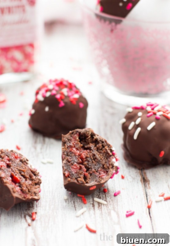 Chocolate Covered Cherry Brownie Truffles