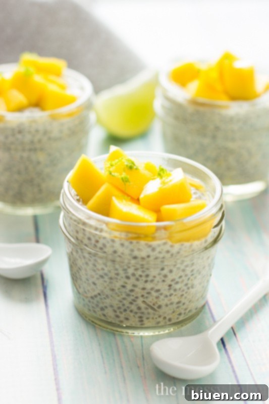 Sunshine Mango Chia Pudding Gluten Free 40 Refreshing Mango Chia Seed Pudding served in a glass jar
