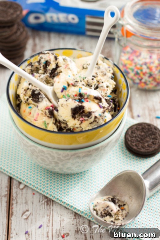 Funfetti Cake Batter Oreo Ice Cream, a creative frozen treat