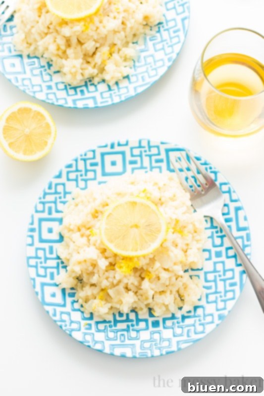 Close-up of Creamy Lemon Risotto Garnished with Herbs