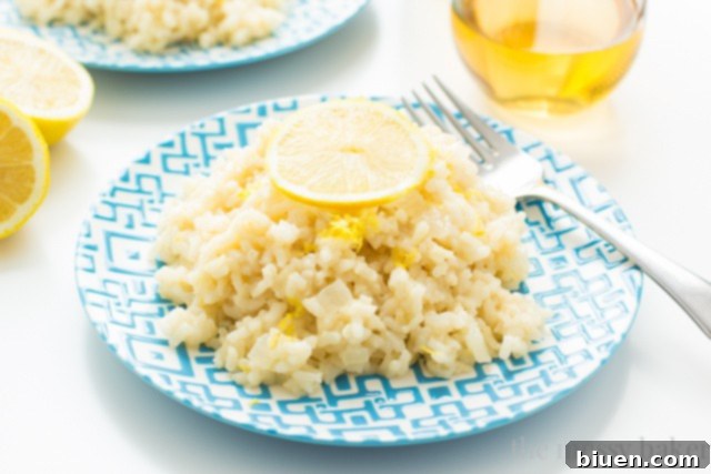 A Bowl of Lemon Risotto with Spoon
