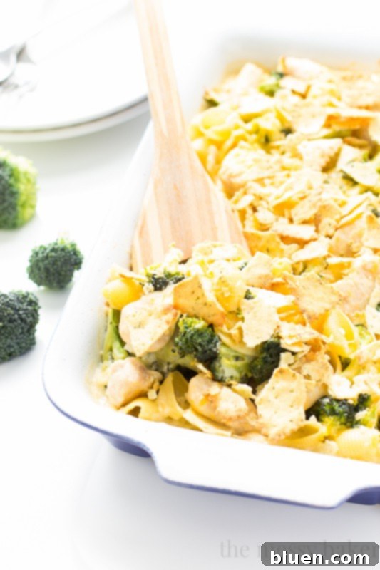 Cheesy Chicken and Broccoli Casserole with a golden-brown top