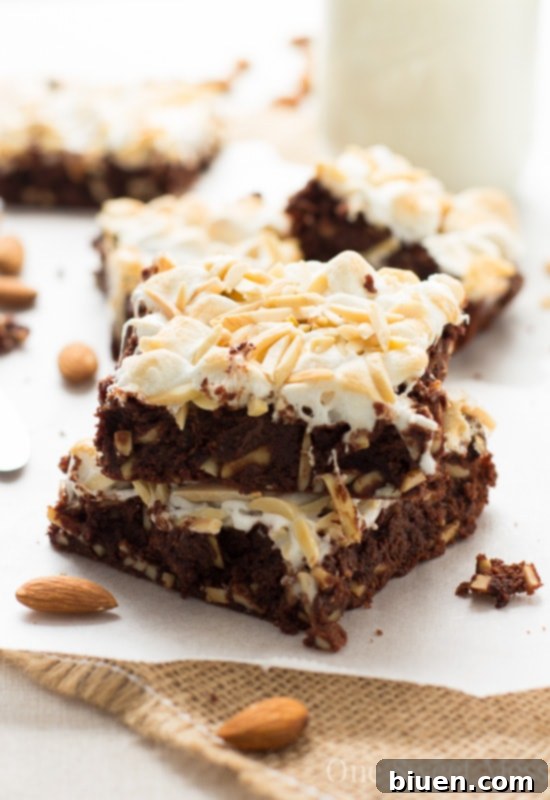 Decadent Rocky Road Brownies 5 Serving of warm, gooey Rocky Road Brownies with melted marshmallows