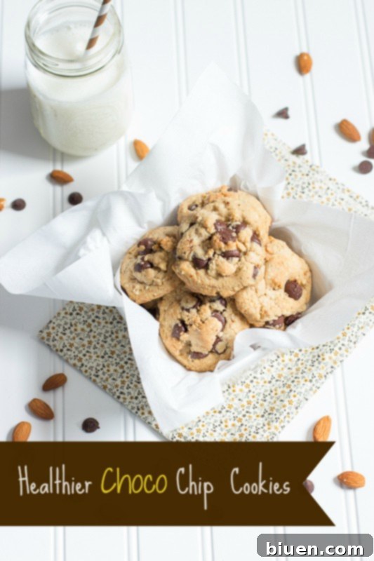 Healthier Chocolate Chip Cookies with whole wheat flour