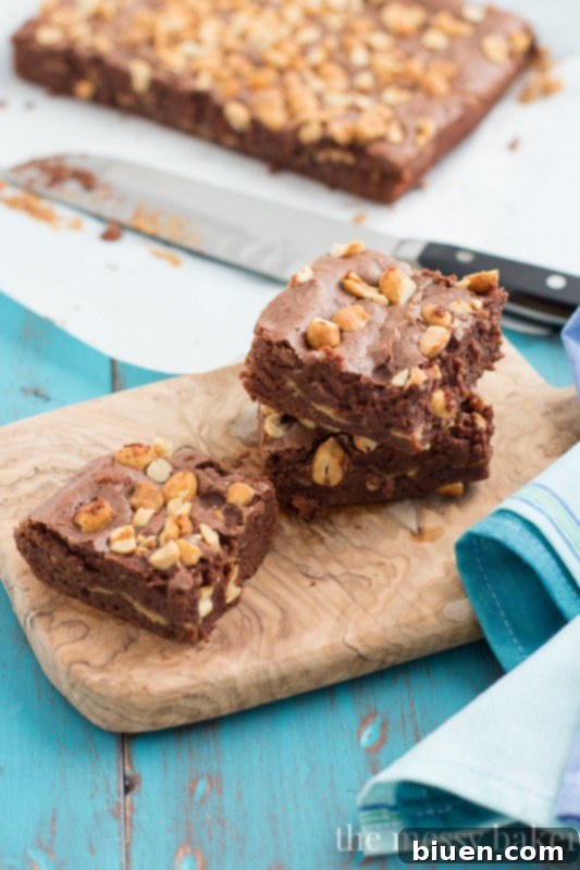 Skinny Peanut Butter Fudge Brownies, a delicious and lighter dessert