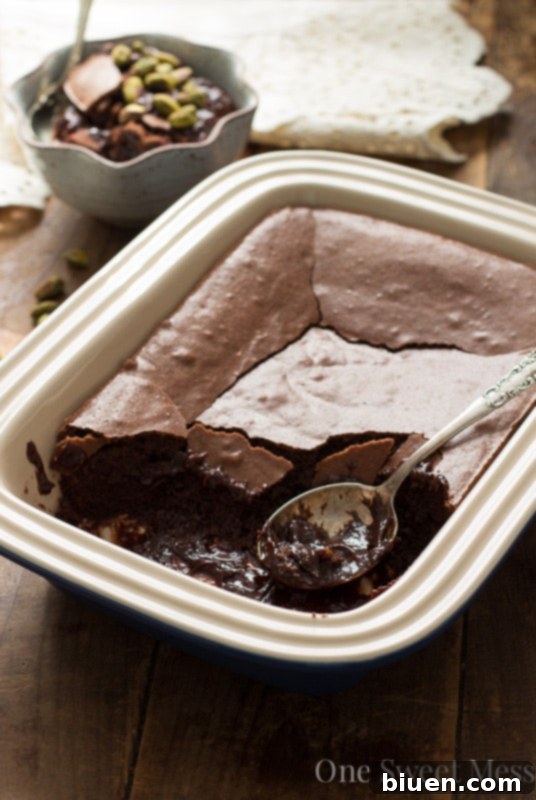 Gooey Earl Grey Brownie Pudding, a unique and delicious chocolate dessert
