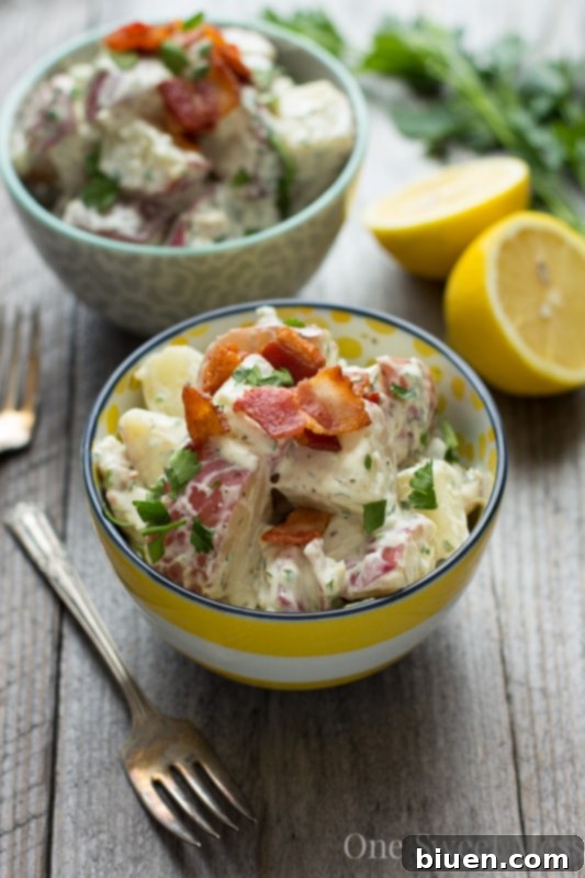 Chicken Bacon Ranch Potato Salad, a delightful summer side dish