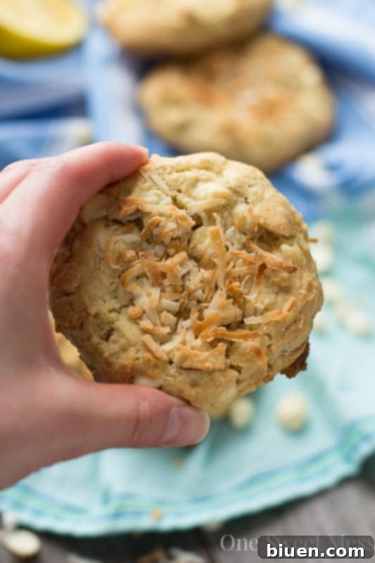 Soft-Baked Lemon Coconut Cookies with Toasted Almonds and White Chocolate Chips