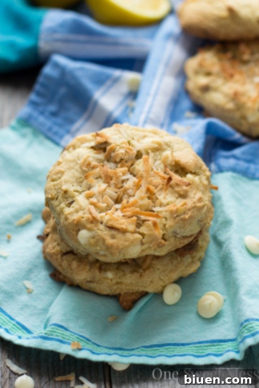 Soft-Baked Lemon Coconut Cookies with Toasted Almonds and White Chocolate Chips