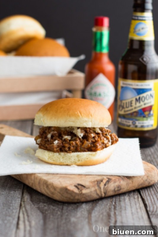 Chipotle Pale Ale Sloppy Joes on potato rolls