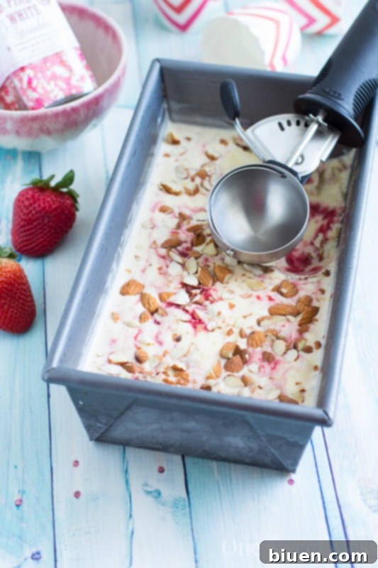 Strawberry Jam & Toasted Almond Swirled Ice Cream