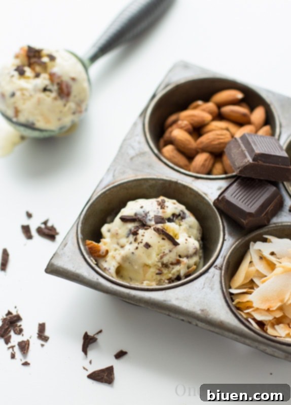 Toasted Coconut Ice Cream with Almonds and Dark Chocolate