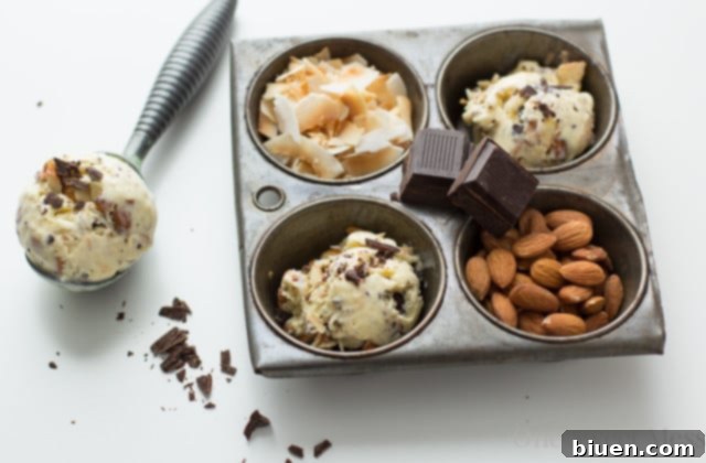 Toasted Coconut Ice Cream with Almonds and Dark Chocolate