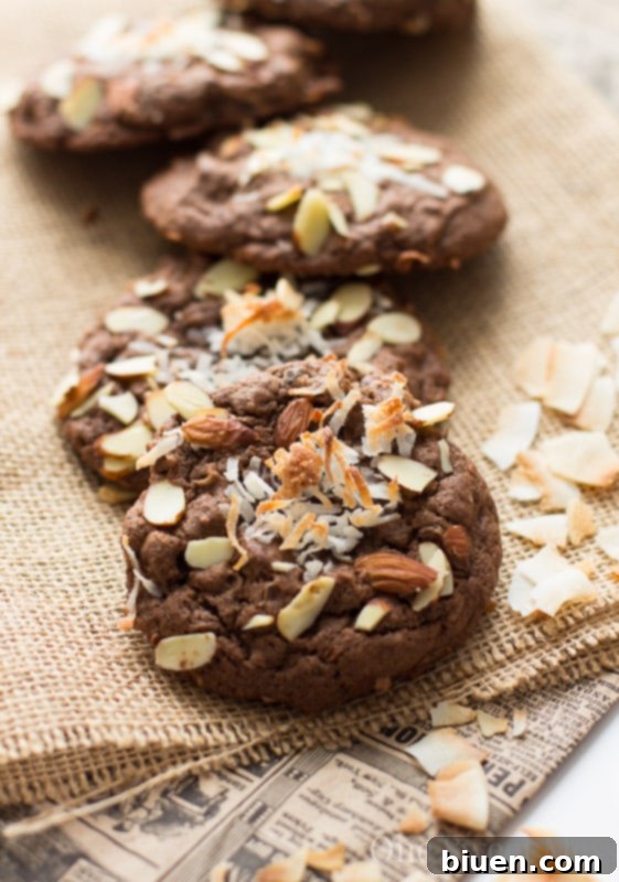 Decadent Double Chocolate Almond Joy Cookies 13 Double Chocolate Almond Joy Cookies
