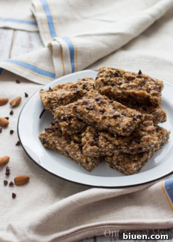 Delicious Chocolate Chip Cookie Energy Bars, perfect for a healthy snack