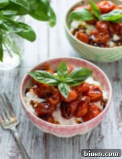 Final Roasted Tomato Basil Cottage Cheese Bowl with a side print button