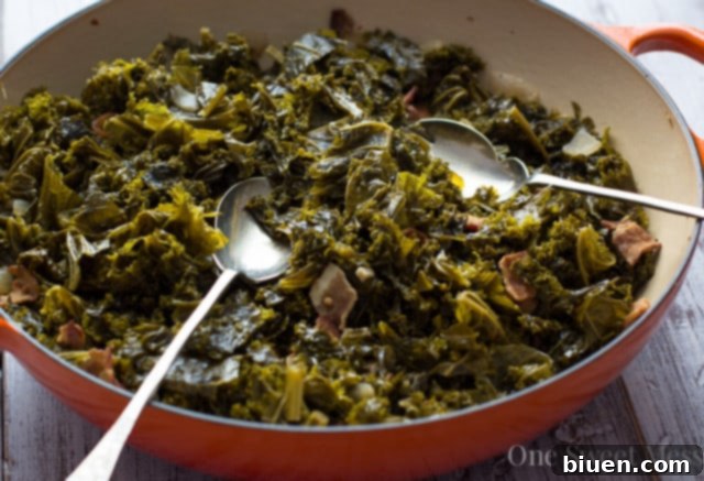 Southern-Style Beer Braised Kale with Bacon