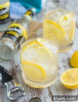 Thirsty Thursday Vanilla Bourbon Quencher 8 A perfectly mixed glass of Vanilla Bourbon Lemonade, ready to be enjoyed.